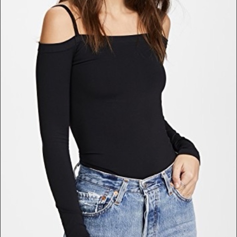 Helmut Lang Black Cold Shoulder Top
